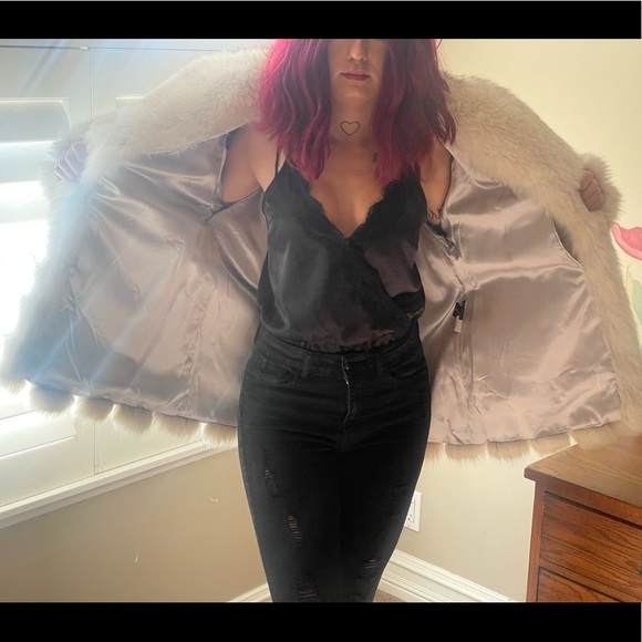 Saga GENUINE blue fox fur coat with satin lining
